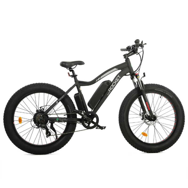 Ecotric Rocket 26" Fat Tire Beach/Snow Electric Bike, Matte Black, 36V/12.5Ah, 500W