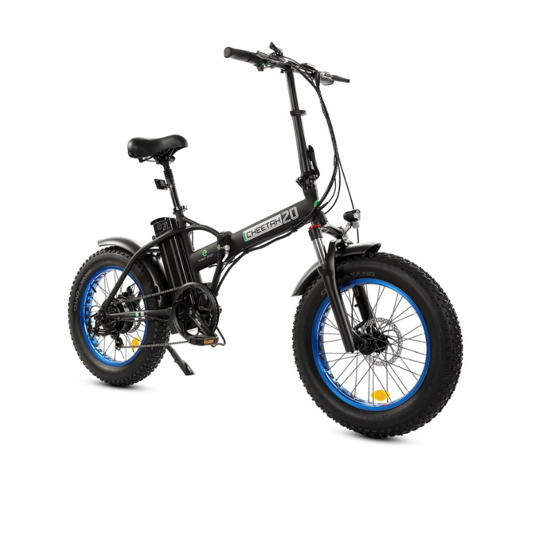 Ecotric Fat Tire Folding Electric Bike with LCD Display, 48V/12.5Ah, 500W - Black/Blue