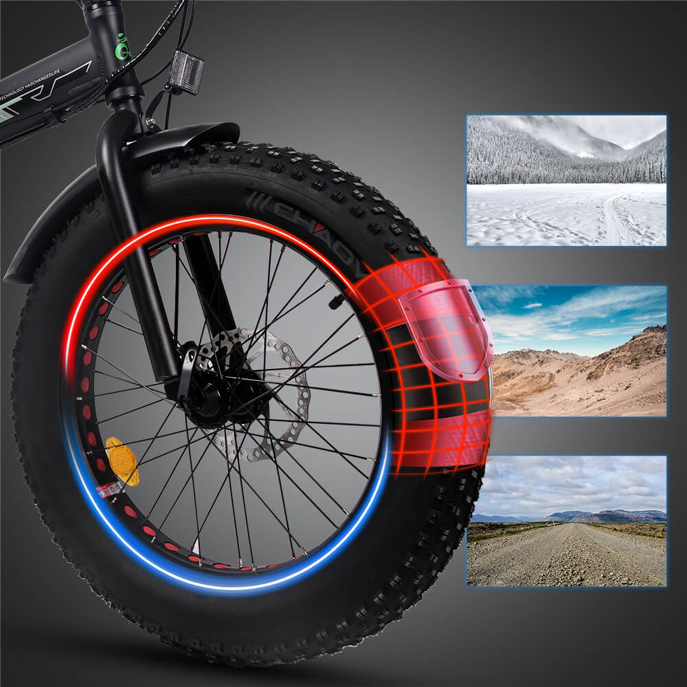 Ecotric Fat Tire Folding Electric Bike with LCD Display, 48V/12.5Ah, 500W - Matte Black